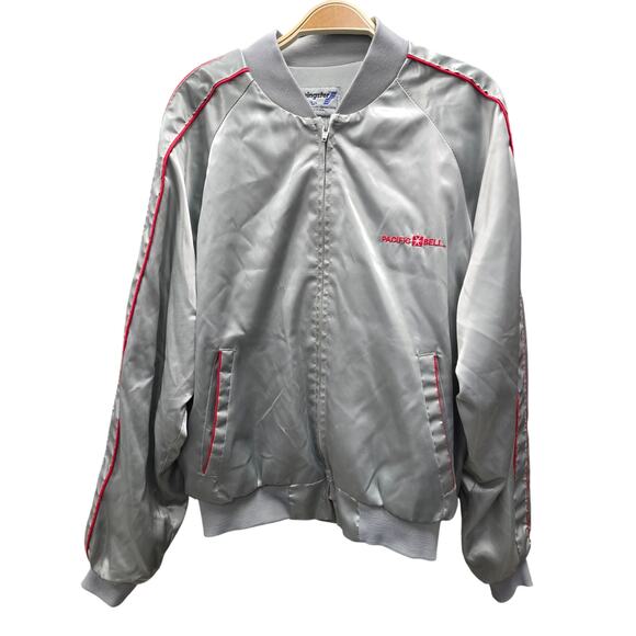 Vintage Pacific Bell, Swingster Silver Satin Jacket, Large - Picture 1 of 4